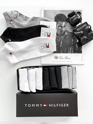 Набір чоловічих шкарпеток 9 пар Tommy Hilfiger у подарунковому боксі, Розмір 41, 027 027 фото